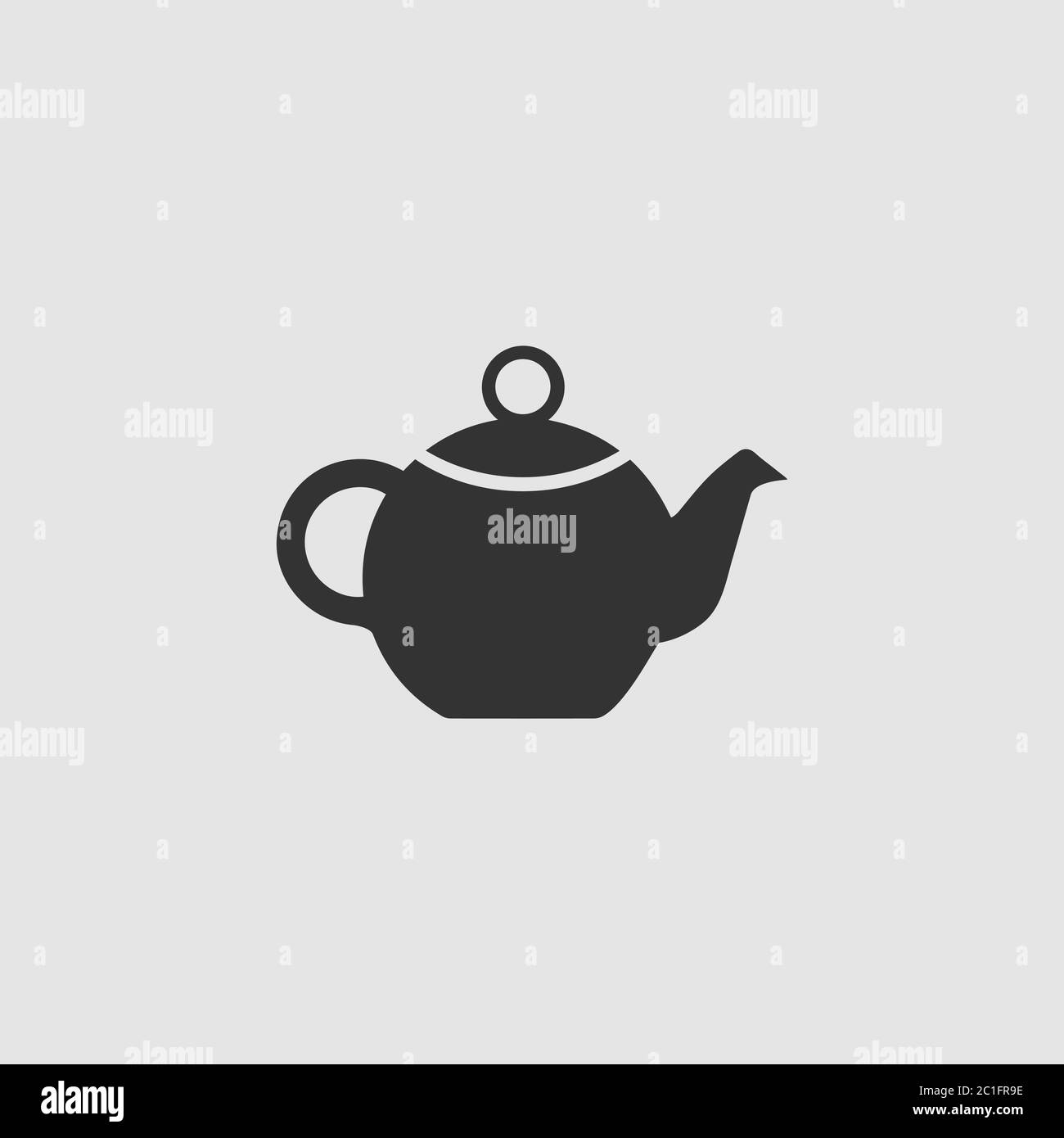 Kettle for tea icon flat. Black pictogram on grey background. Vector ...