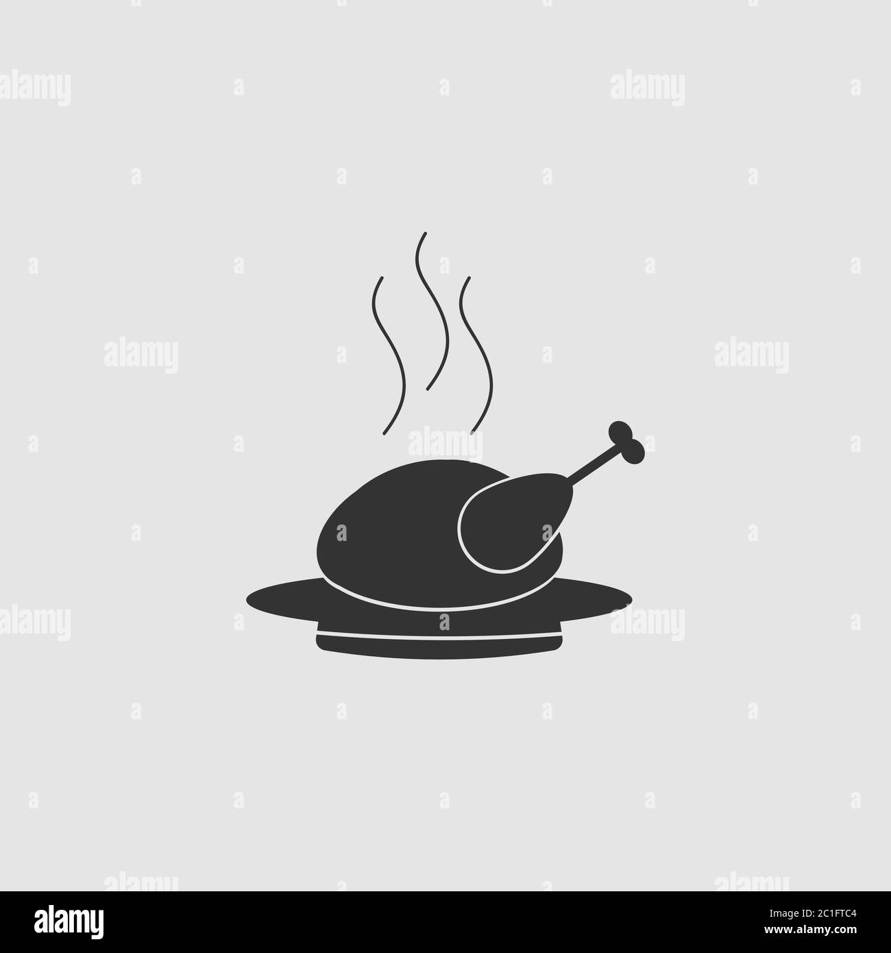 Hot chicken icon flat. Black pictogram on grey background. Vector illustration symbol Stock Vector