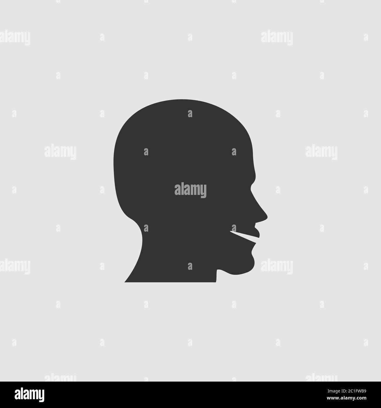 Man's face shape icon flat. Black pictogram on grey background. Vector illustration symbol Stock Vector