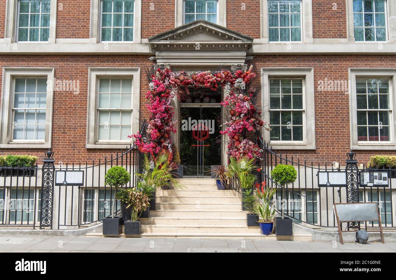 The outside of Gordon Ramsay Bar and Grill in Grosvenor Square, Mayfair. London Stock Photo