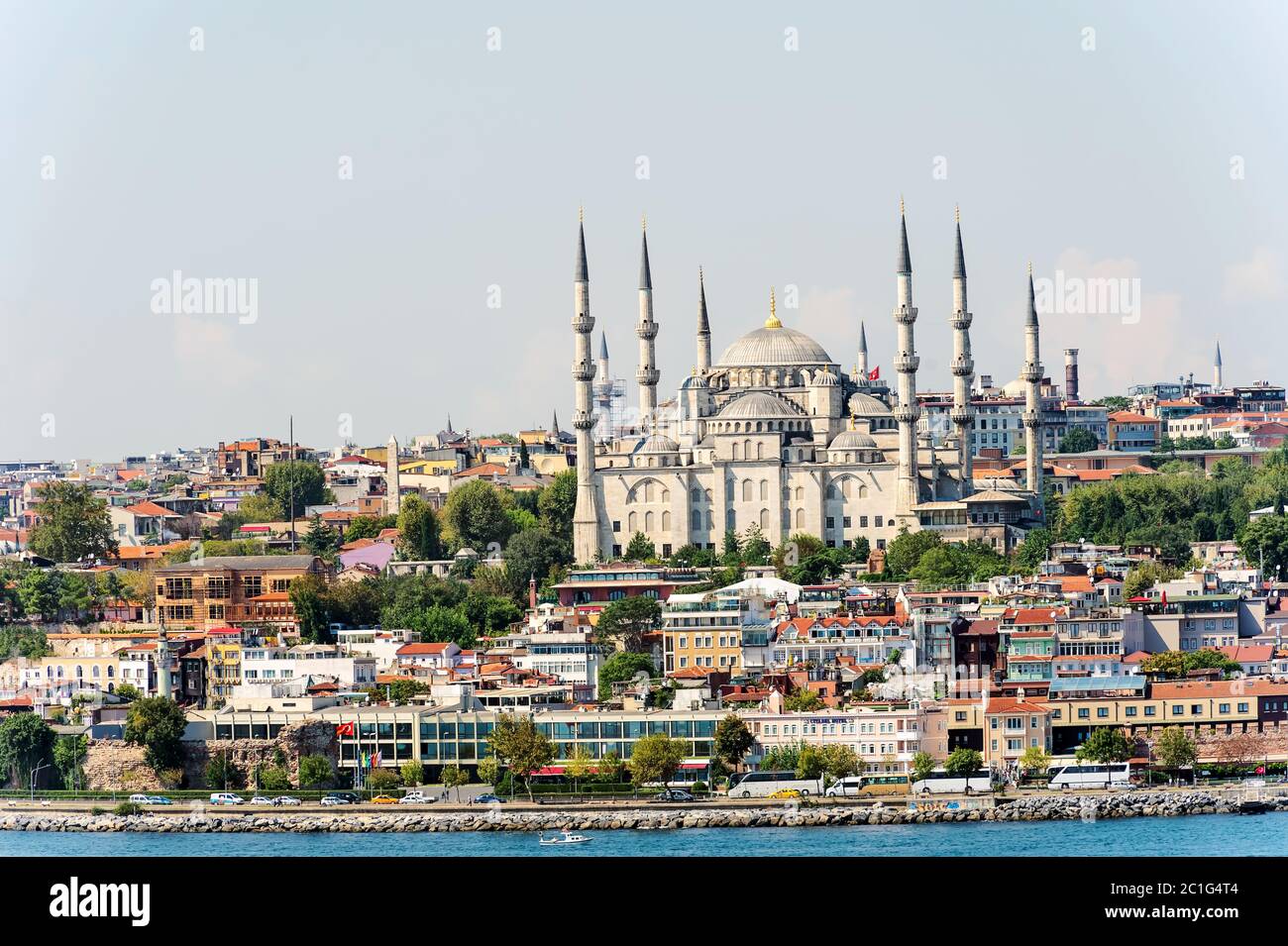 Panoramic view at the Sultan Ahmed Mosque known as Blue mosque Blue ...