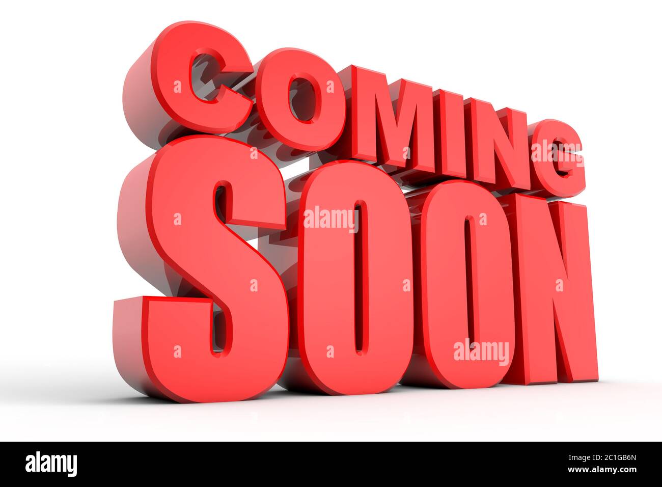 3D Coming Soon red text on white background Stock Photo - Alamy