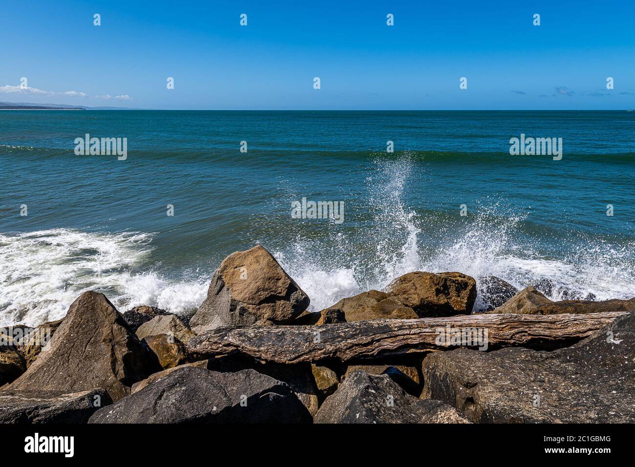 Waves Crashing in Half Moon Bay Stock Photo