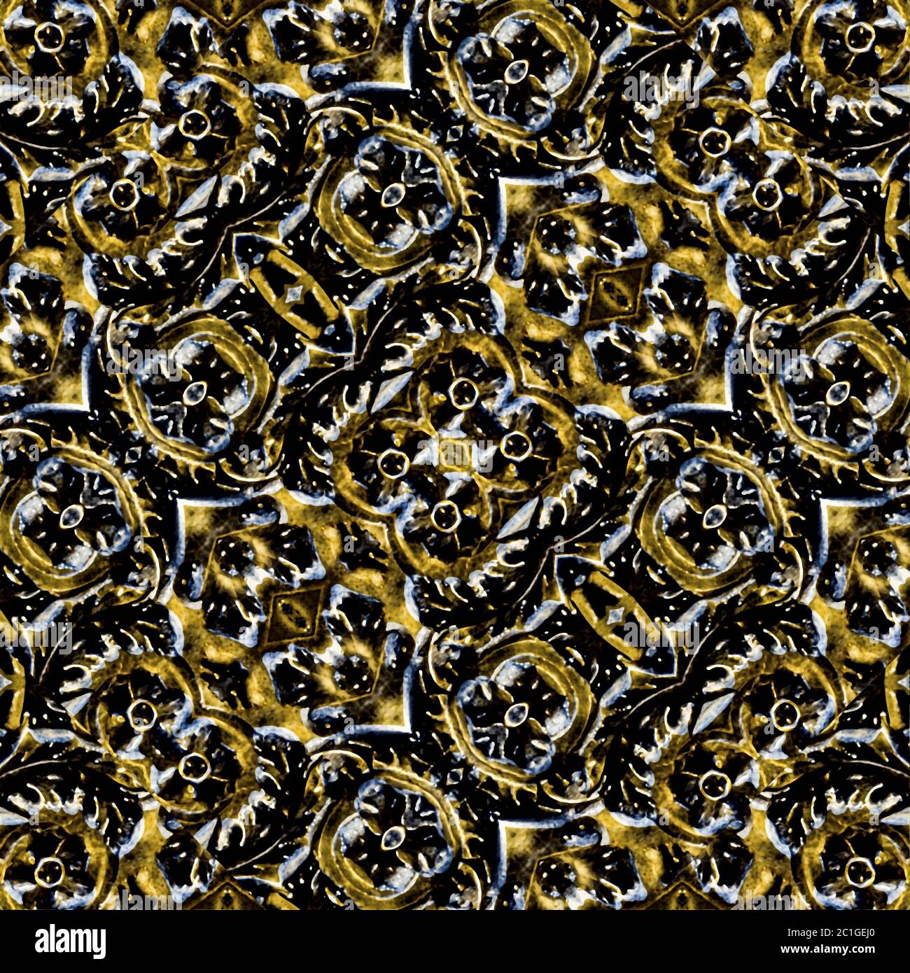 Dark Ethnic Carved Seamless Geometric Pattern Stock Photo