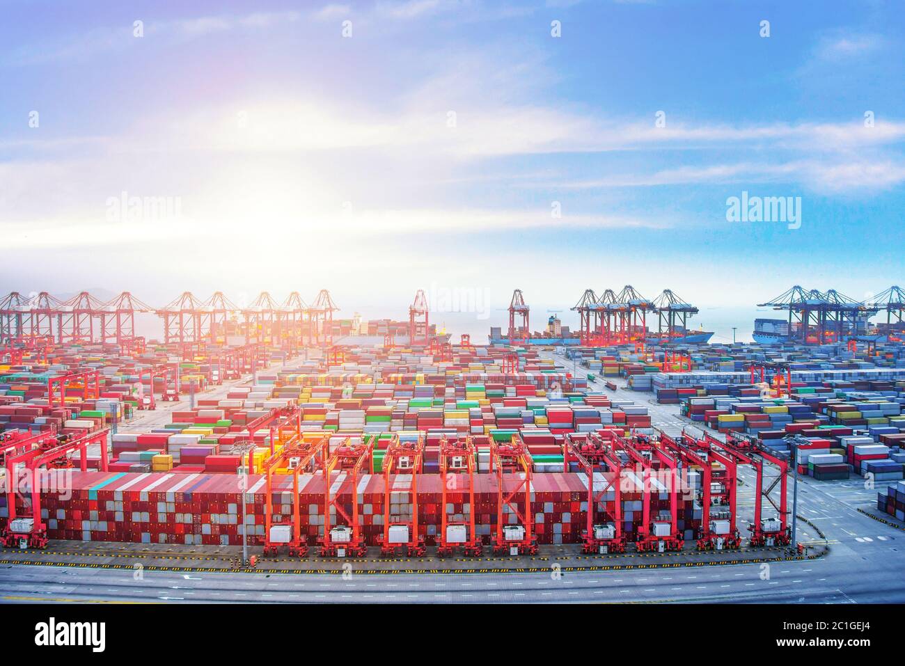 aerial view of commercial dock Stock Photo Alamy