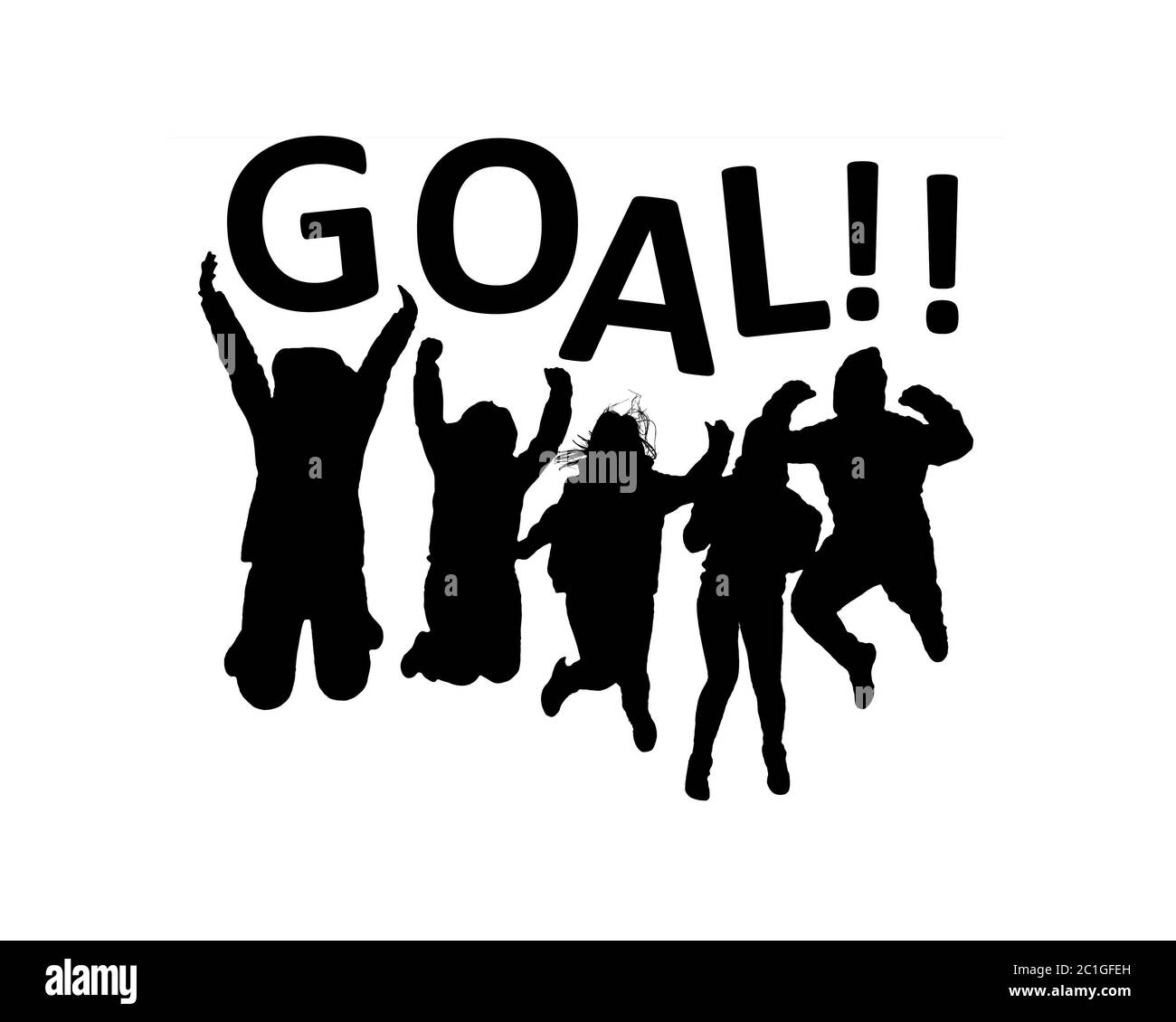Fans Celebrating Goal Graphic Silhouette IllustrationFans Celebrating Goal Graphic Silhouette Illustration Stock Photo