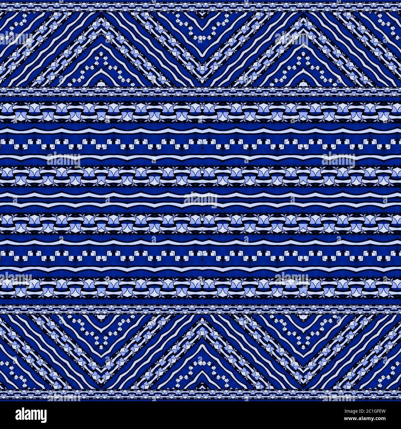 Indigo Ethnic Geometric Seamless Pattern Stock Photo