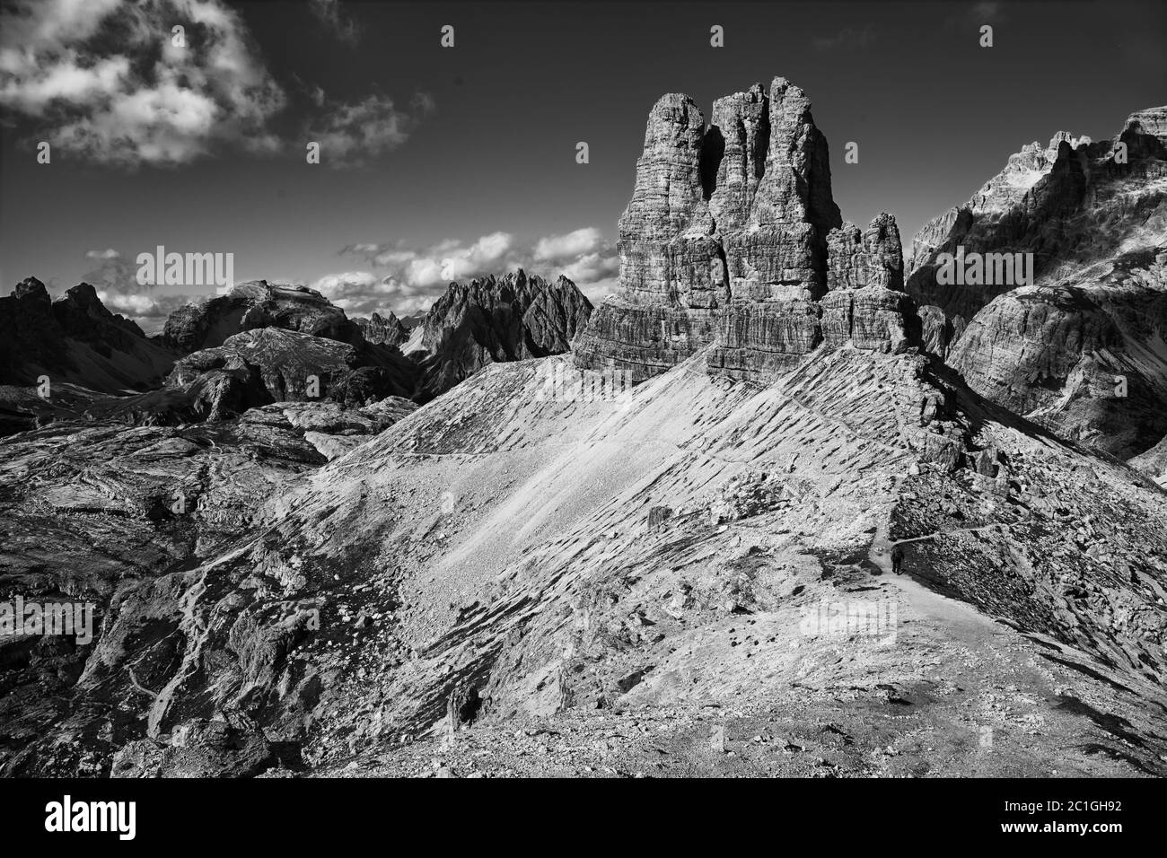 Dolomites, black and white landscape Stock Photo - Alamy