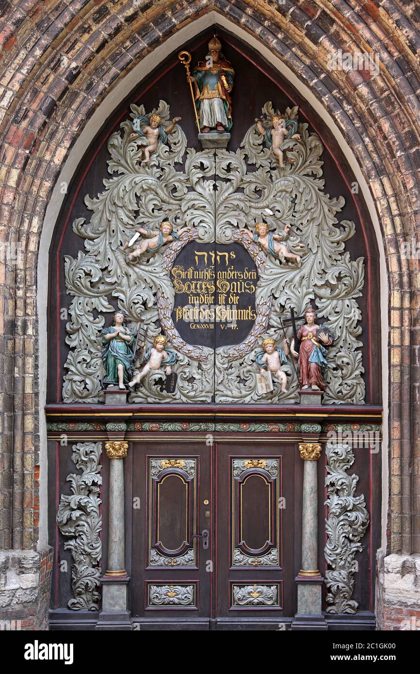 West Portal of St. Nicholas Church in Stralsund Stock Photo