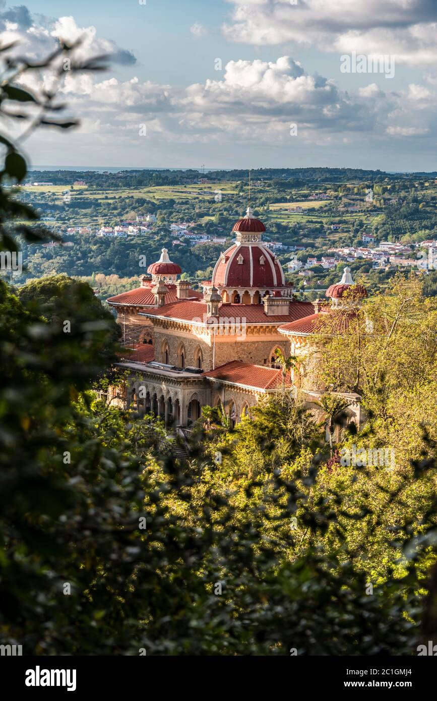 Panorama with the Monserrate palace in the Sintra region Stock Photo