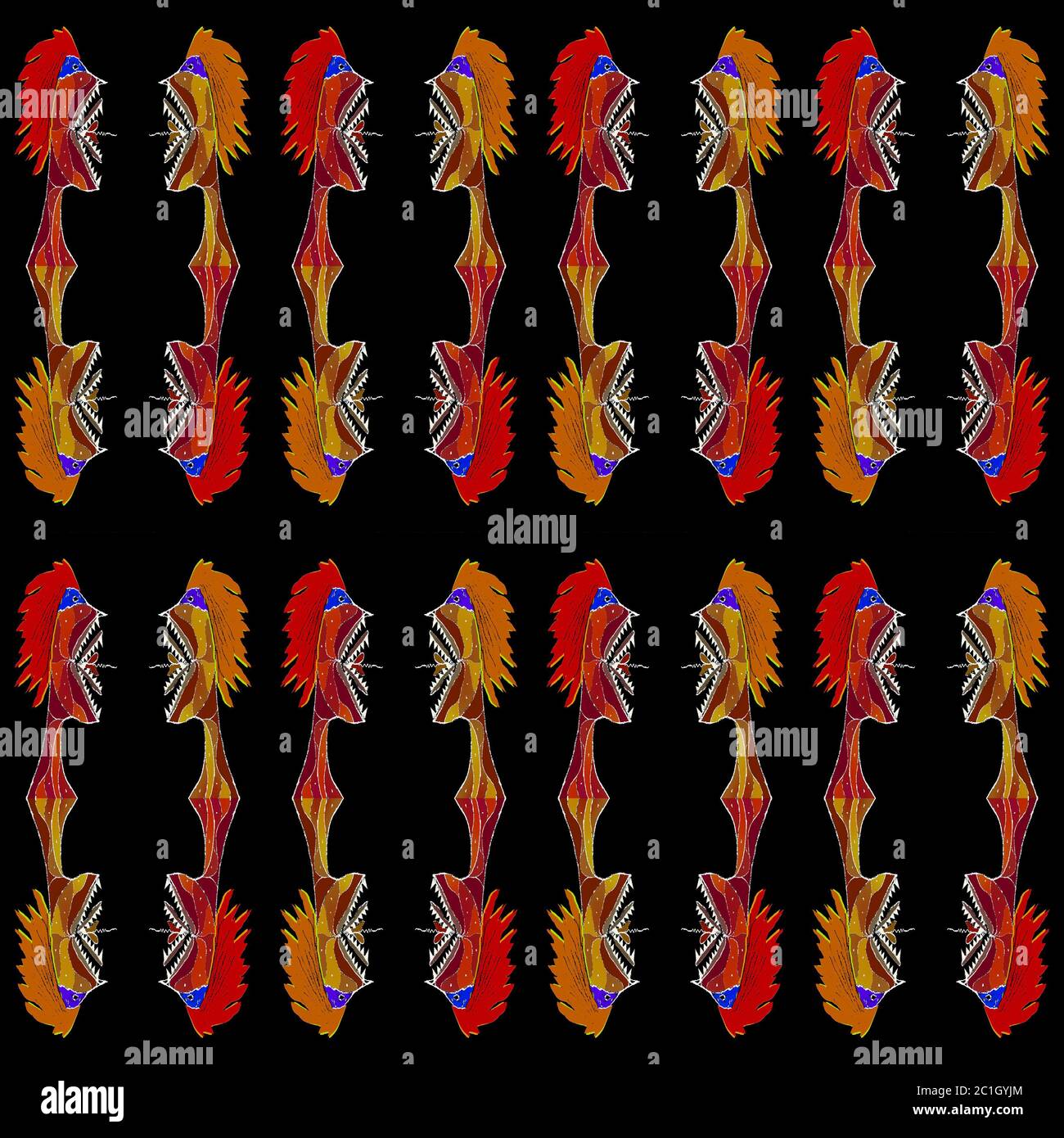 Hand Drawn Monsters Motif Seamless Pattern Stock Photo