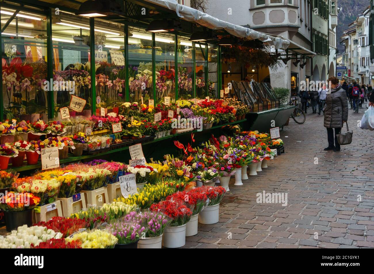 Steet small flower shop at street Stock Photo