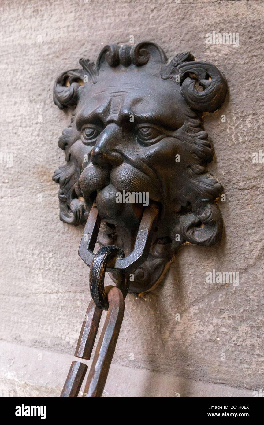 Gothic Rams Head Door Knocker Cast Brass