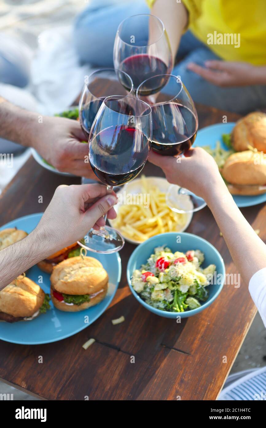 Summer picnic with red wine Stock Photo Alamy