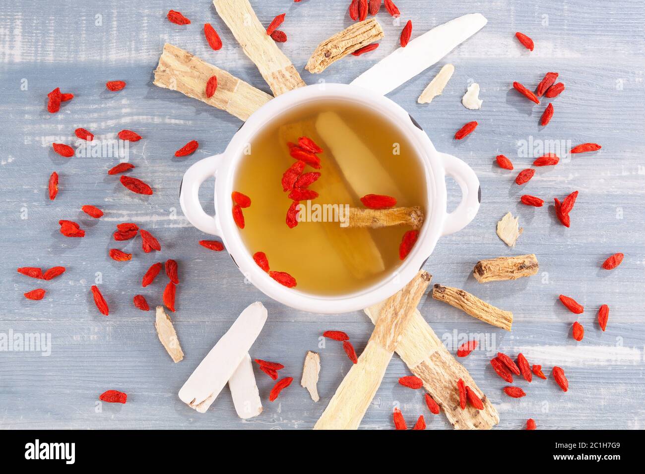 Healthy Chinese herbal clear soup. Stock Photo