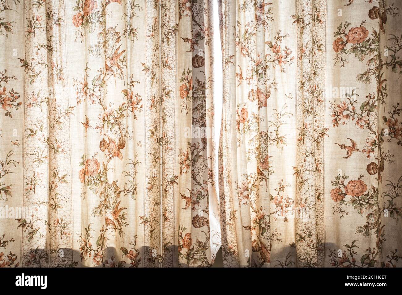 Window curtain with pattern decoration interior - Vintage Light Filter design Stock Photo