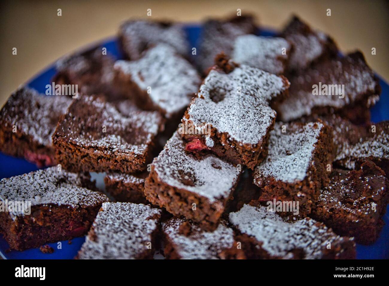 Kirsch chocolate cake with icing sugar Stock Photo - Alamy