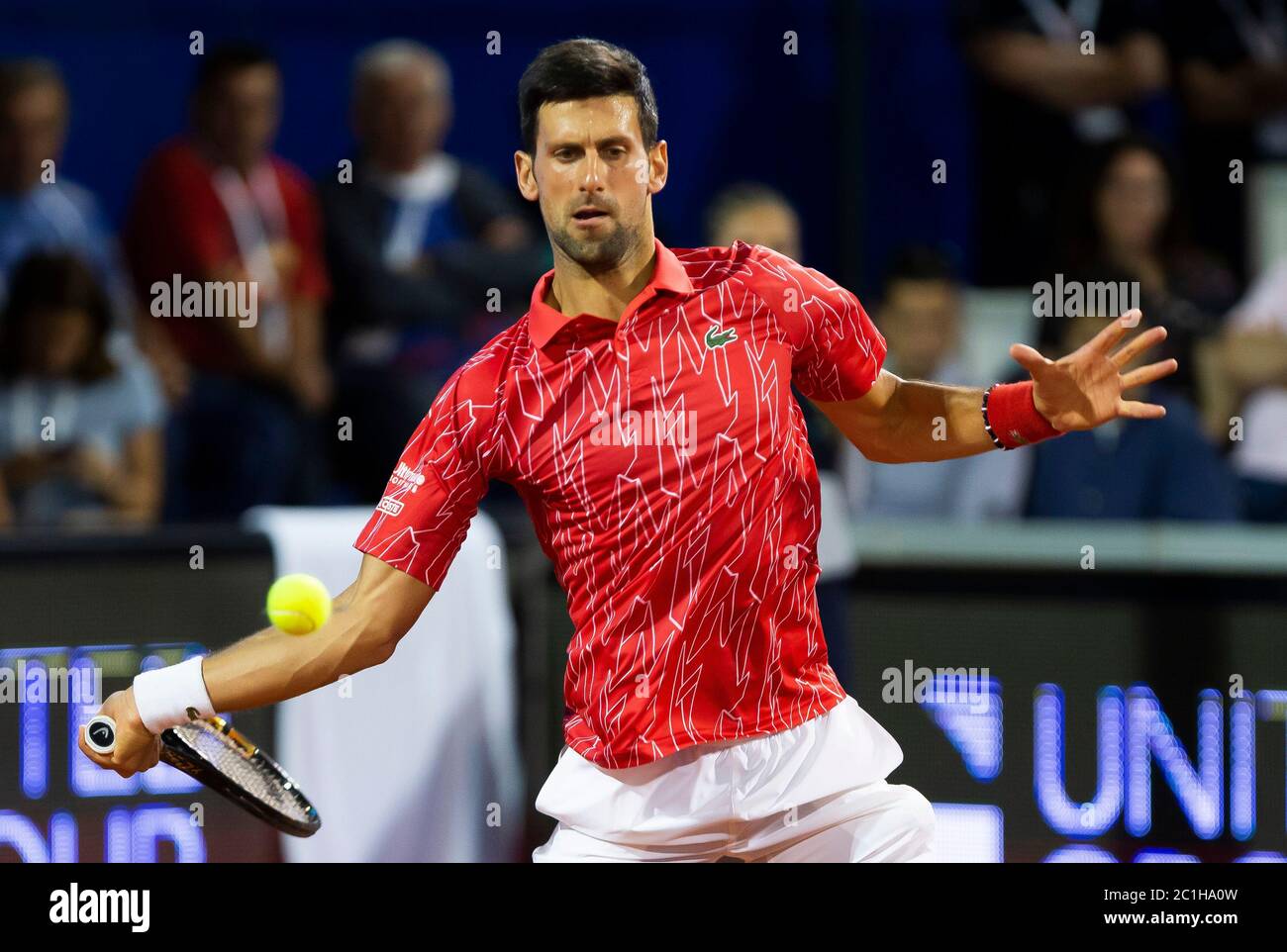 Belgrade, Serbia. 13th June, 2020. Novak Djokovic returns. Credit: Nikola Krstic/Alamy Live News Stock Photo