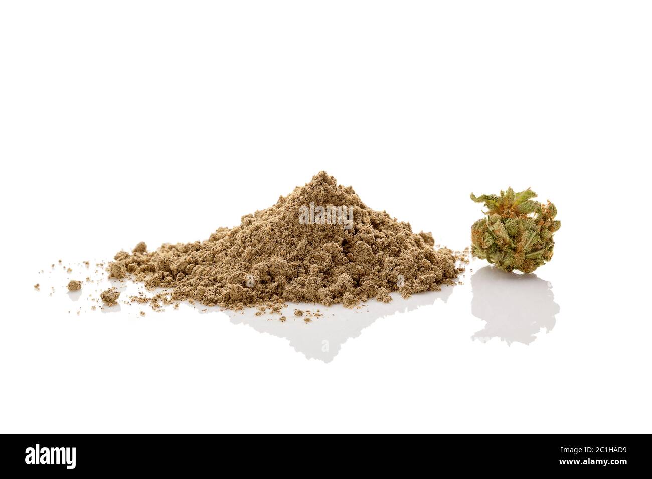 Marijuana flour with ganja bud. Stock Photo