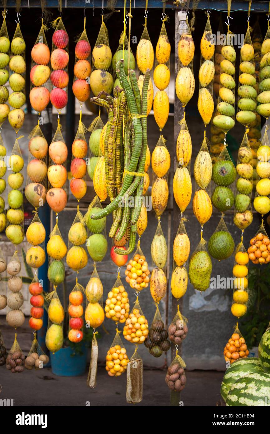 Amazonic traditional fruit sale stand on road Stock Photo