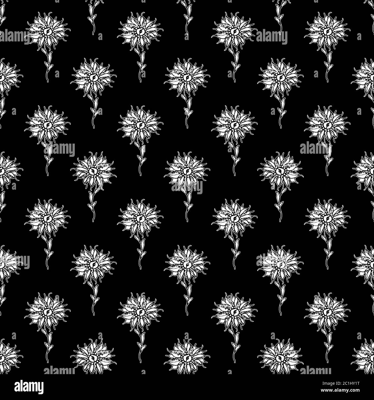 Hand Drawn Flower Motif Seamless Pattern Stock Photo