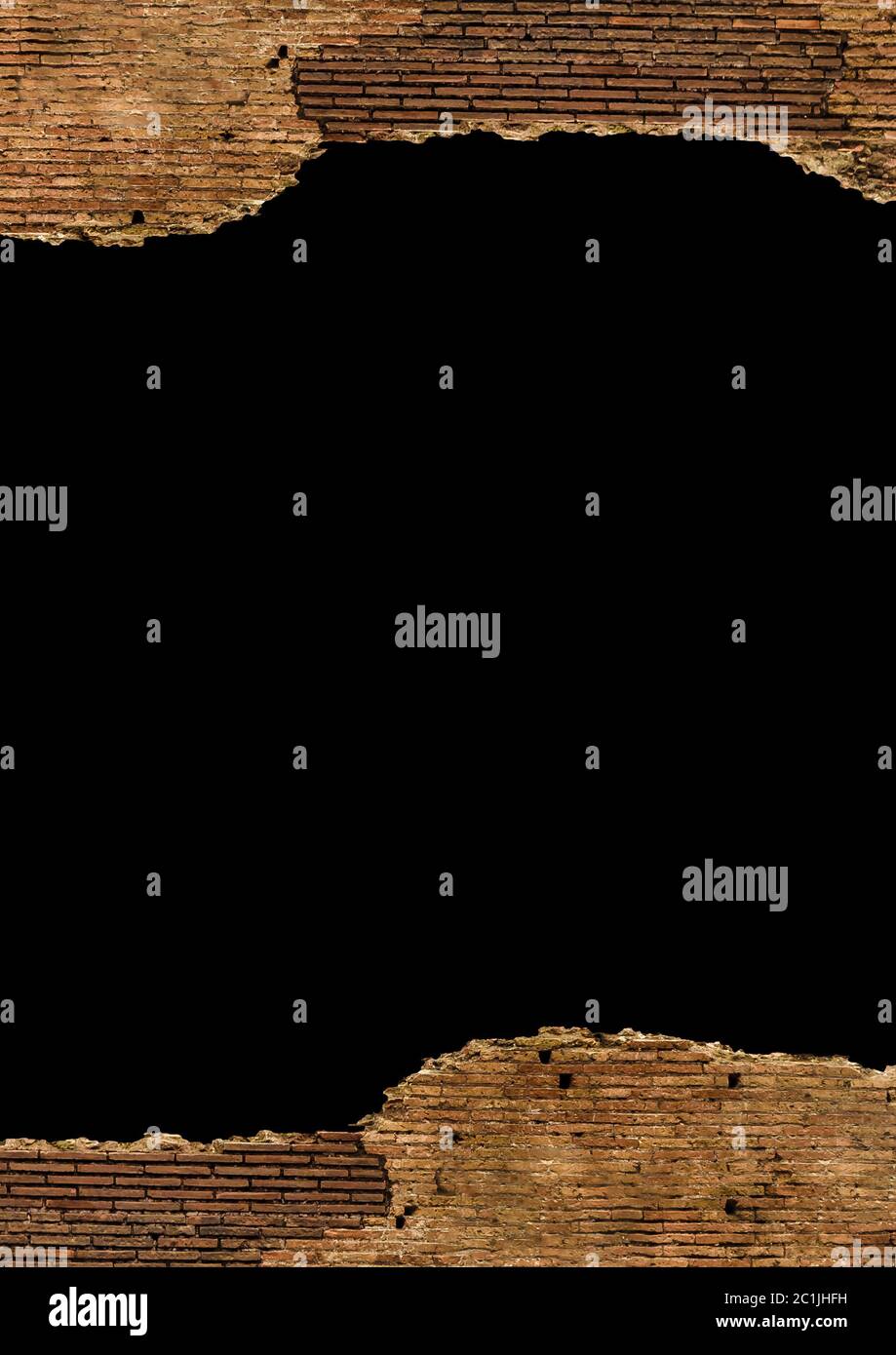 Black Background with Broken Brick Wall Edges Stock Photo Alamy