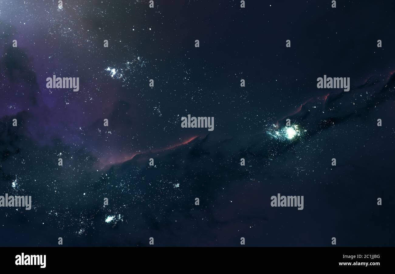 Cosmic landscape. Star clusters of deep space. Science fiction Stock Photo