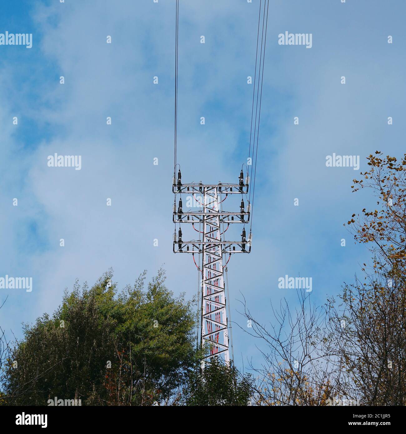 sky and electric tower Stock Photo Alamy