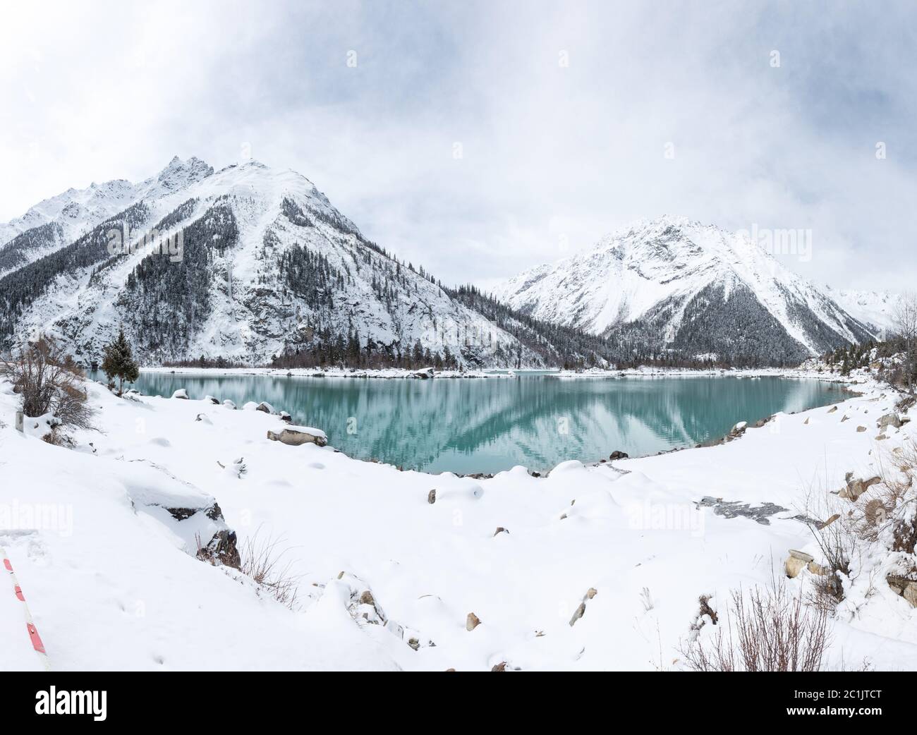 landscape with snow mountian and lake in tibet Stock Photo