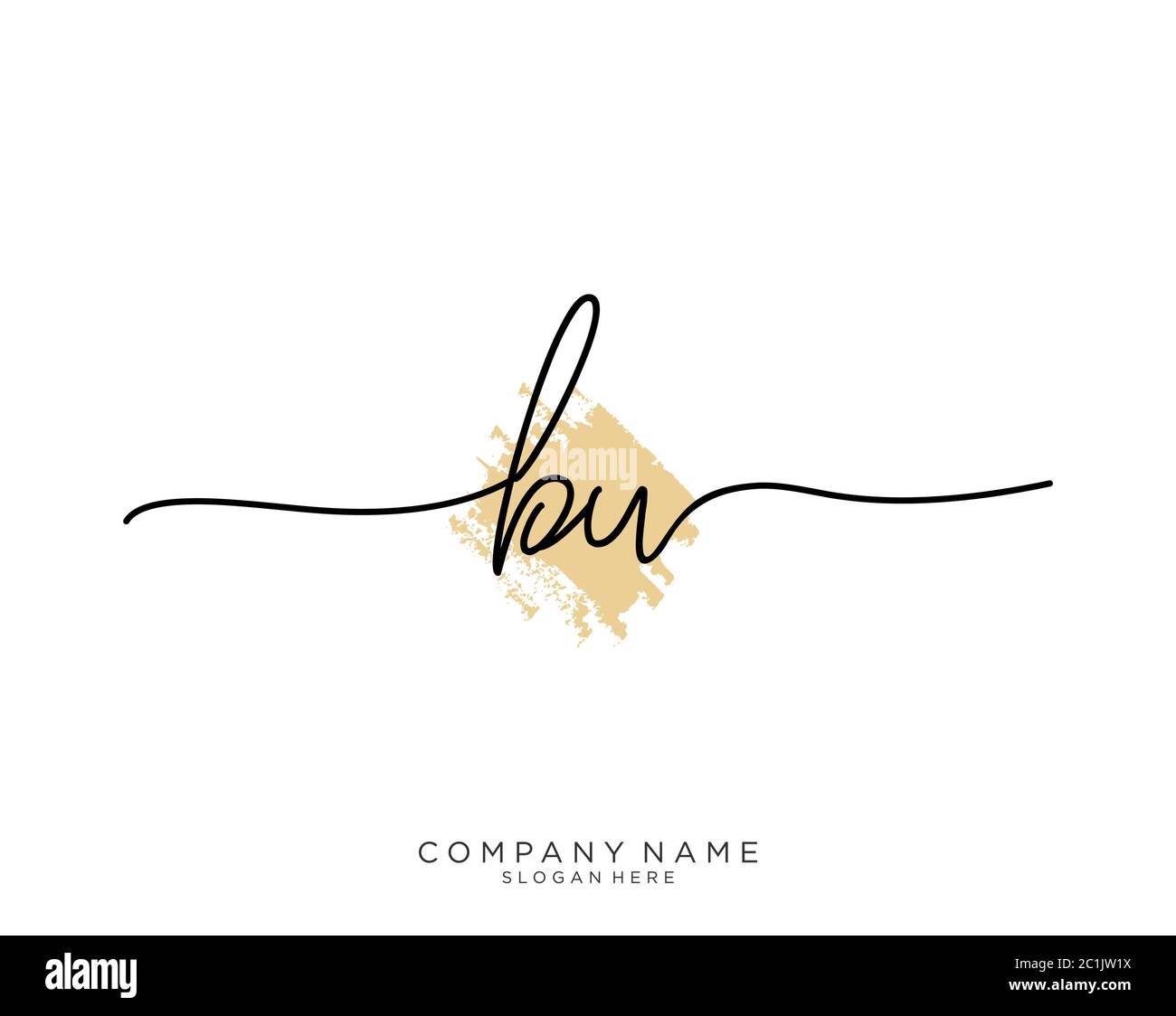 BW Initial handwriting logo with brush template vector Stock Vector