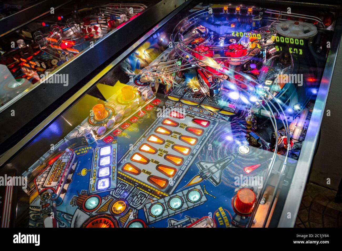 Budapest, Hungary March 25, 2018 Pinball museum. Pinball table close