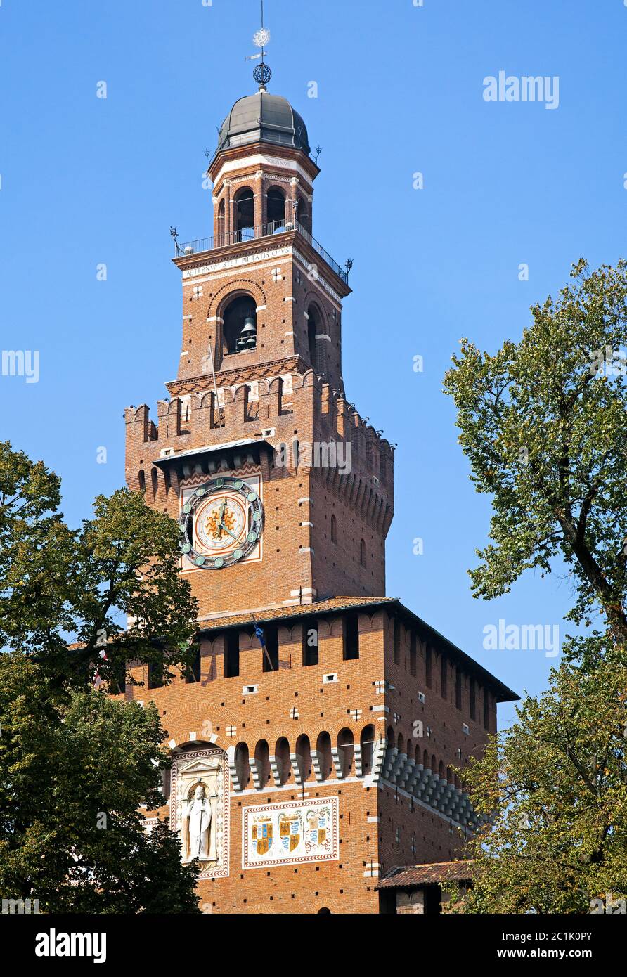 Sforza Castle tower, Milan Stock Photo - Alamy