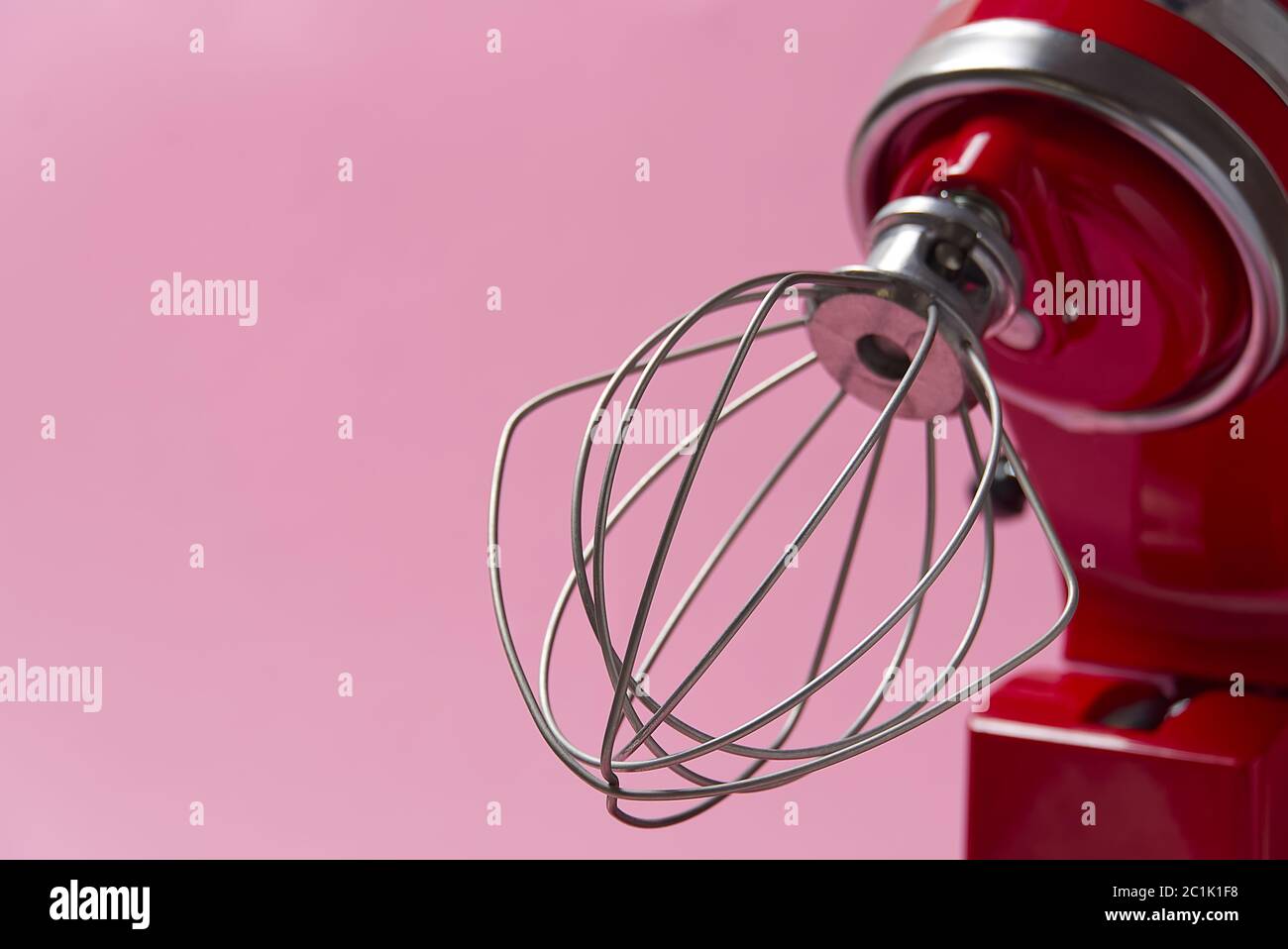 Stylish Red Kitchen Mixer With Clipping Path Isolated On pink