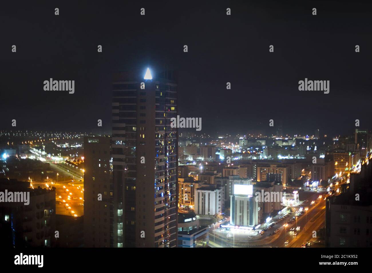 View of Fujairah City in the night. United Arab Emirates Stock Photo