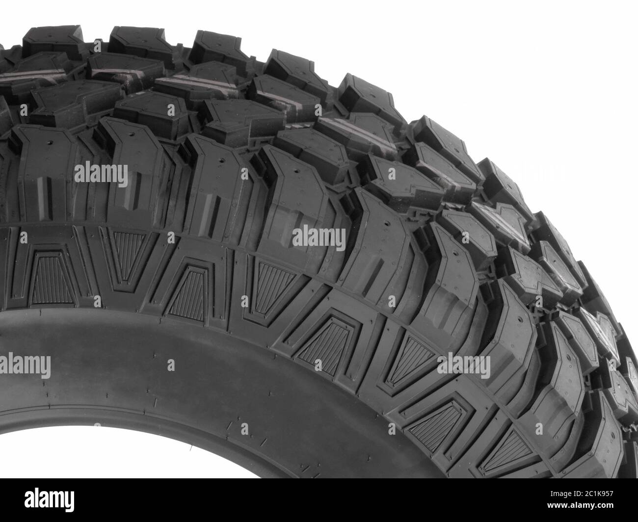 New truck tire tread design and deep sipes close up stock photo Stock Photo