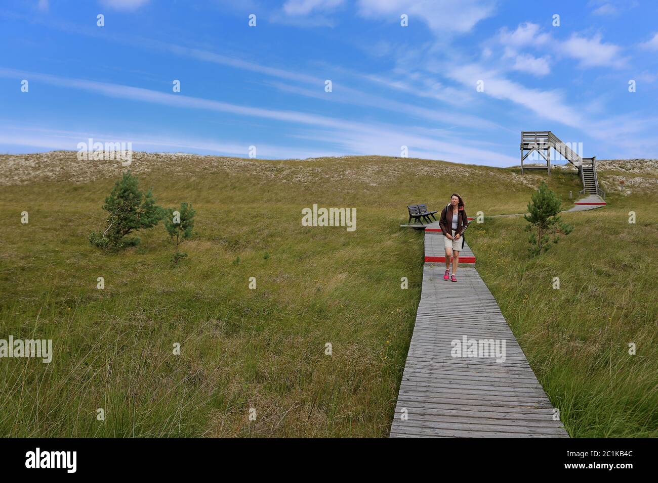 Birdwatching point on the High Dune near Pramort Stock Photo