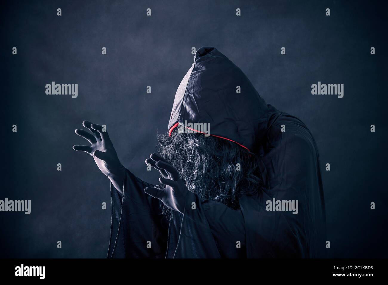 The witch in hooded cloak Stock Photo - Alamy