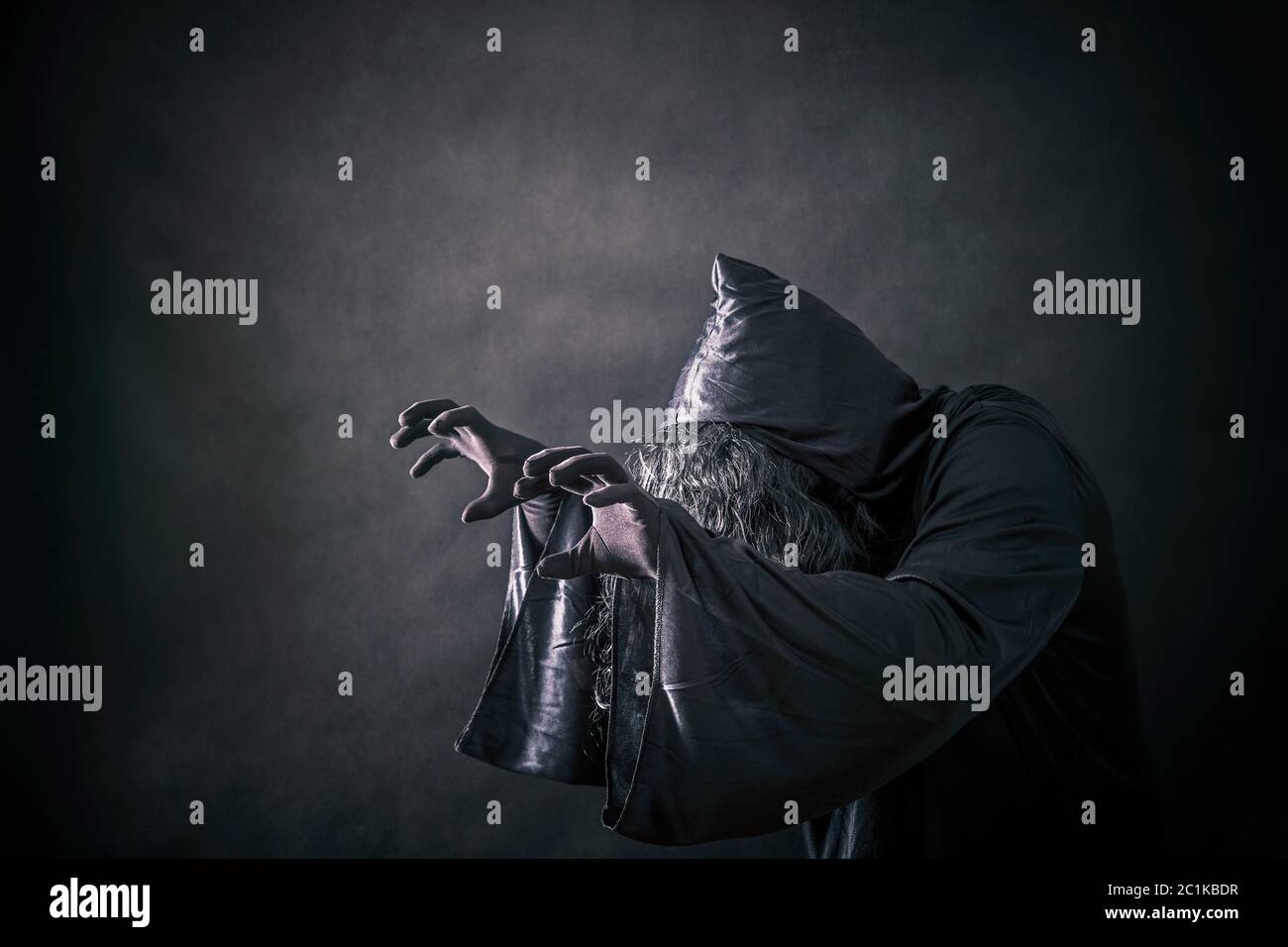 The witch in hooded cloak Stock Photo - Alamy