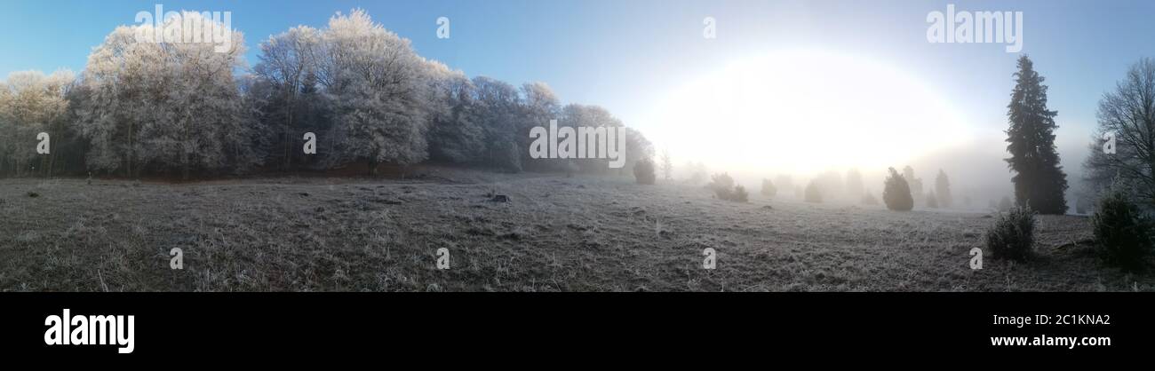 Frosty landscape in germany Stock Photo
