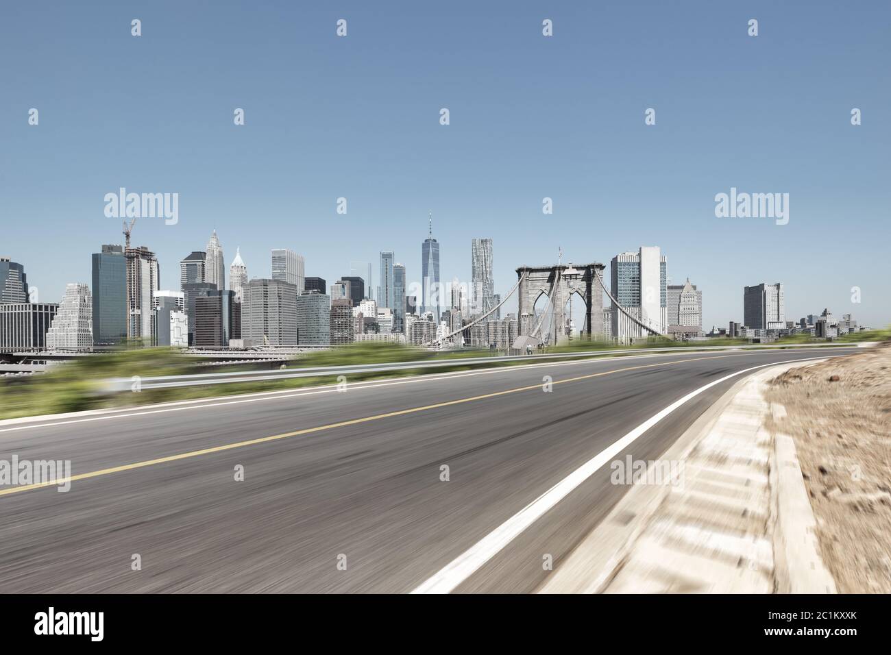 empty asphalt highway through modern city Stock Photo - Alamy