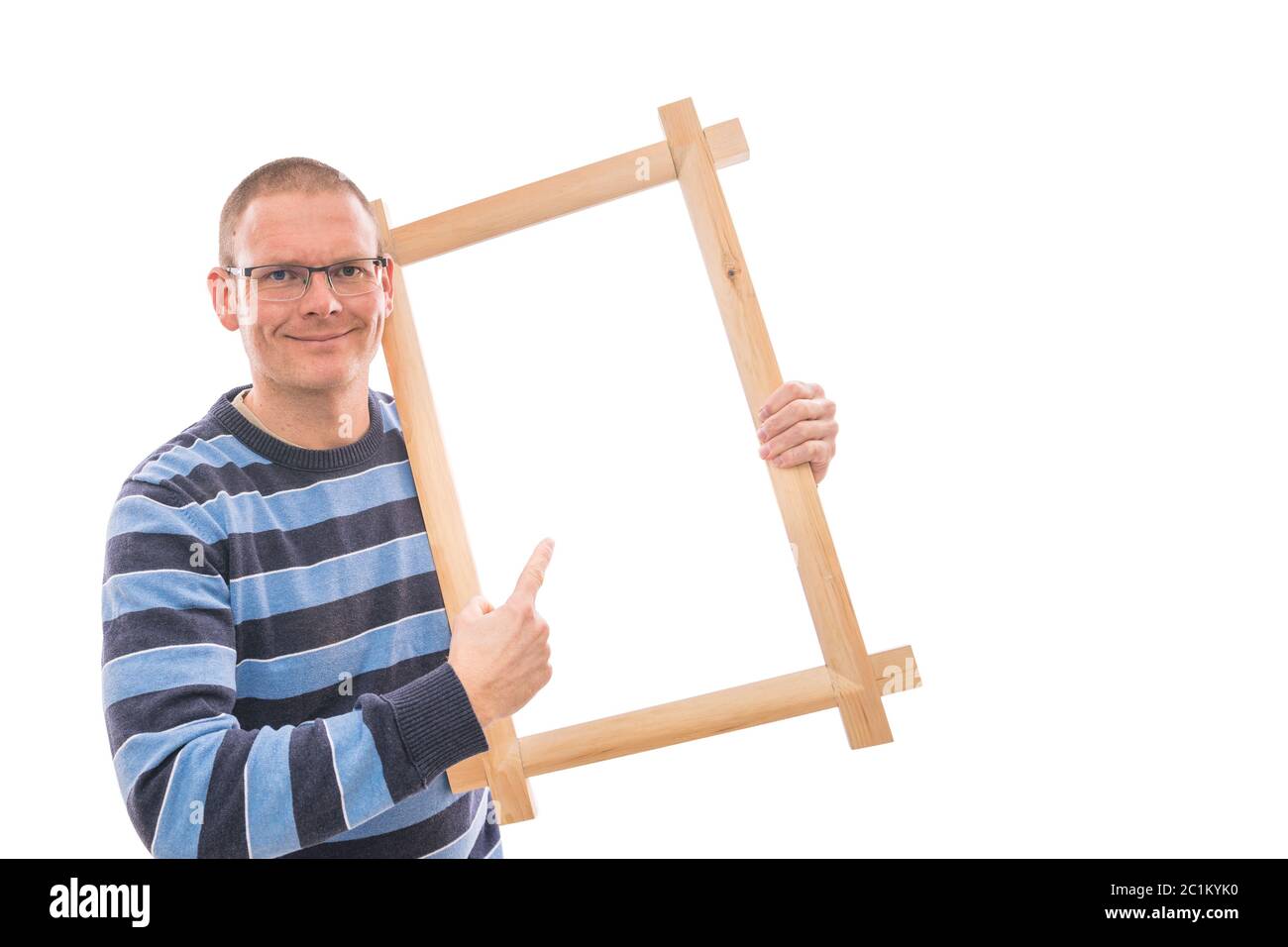 Man holds frame Stock Photo - Alamy