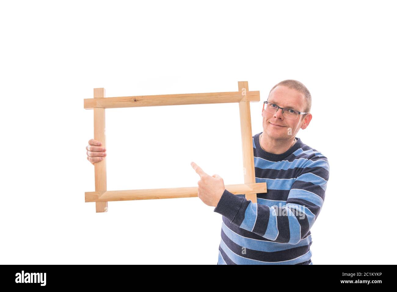 Man holds frame Stock Photo - Alamy