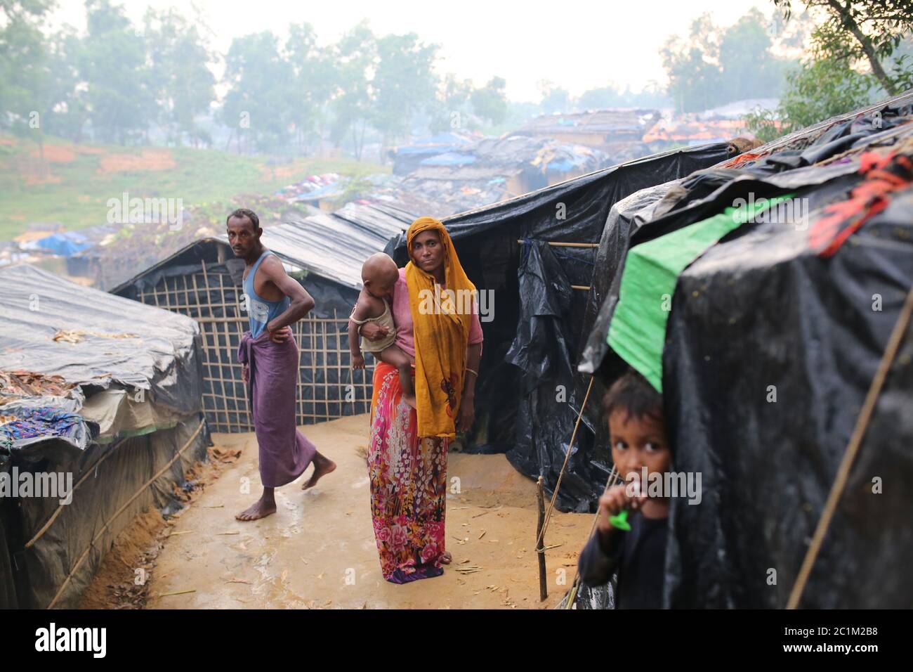 New Rohingya people at Kutupalong refugee camp, Bangladesh, Tuesday, Oct. 03, 2017. Stock Photo