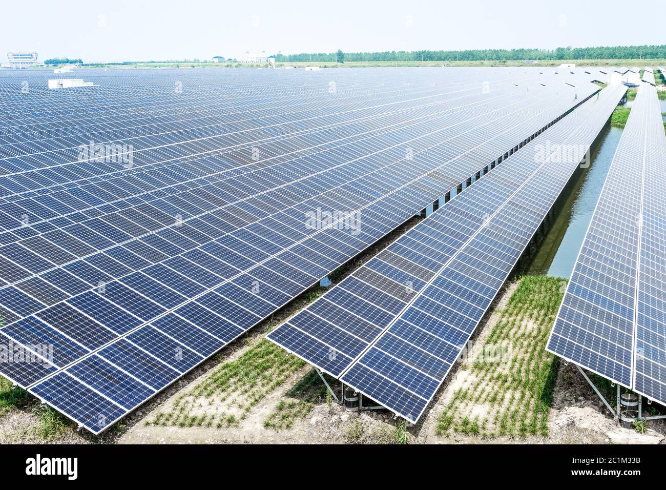 Solar panel, photovoltaic, alternative electricity source - concept of sustainable resources Stock Photo