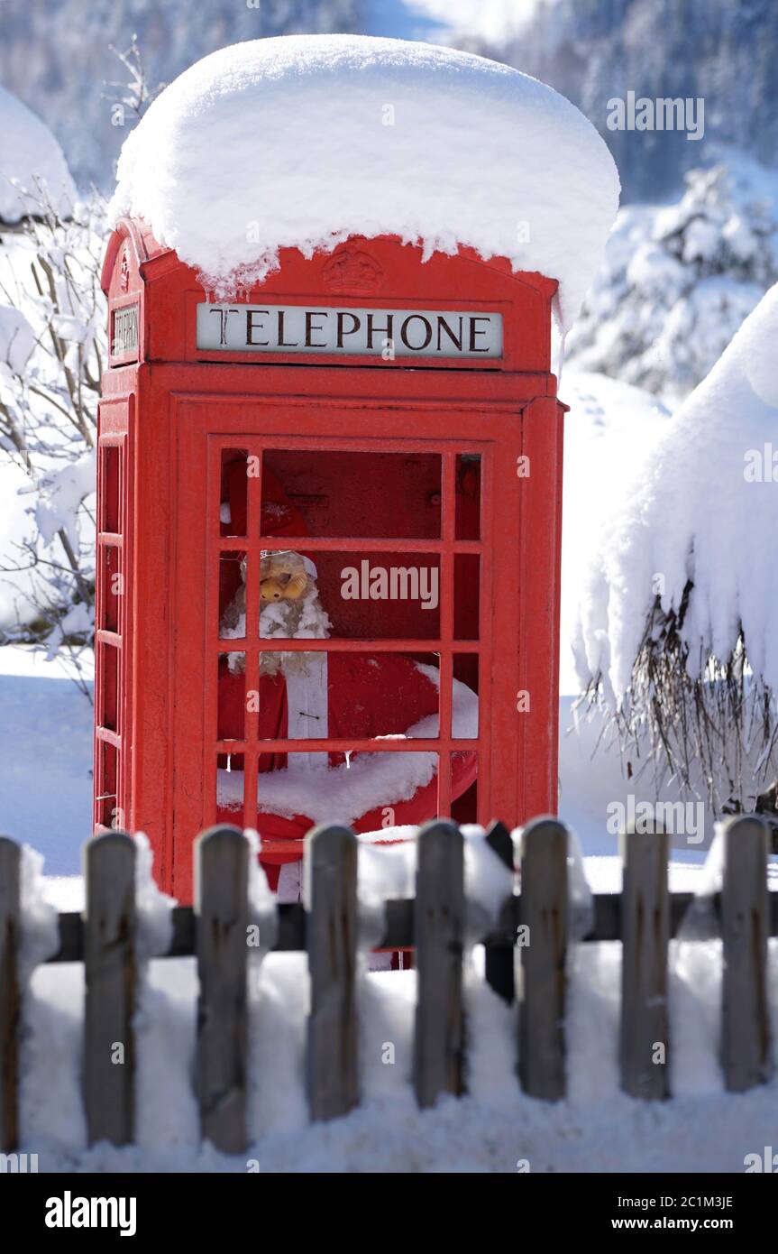 Phone booth in Winter Stock Photo