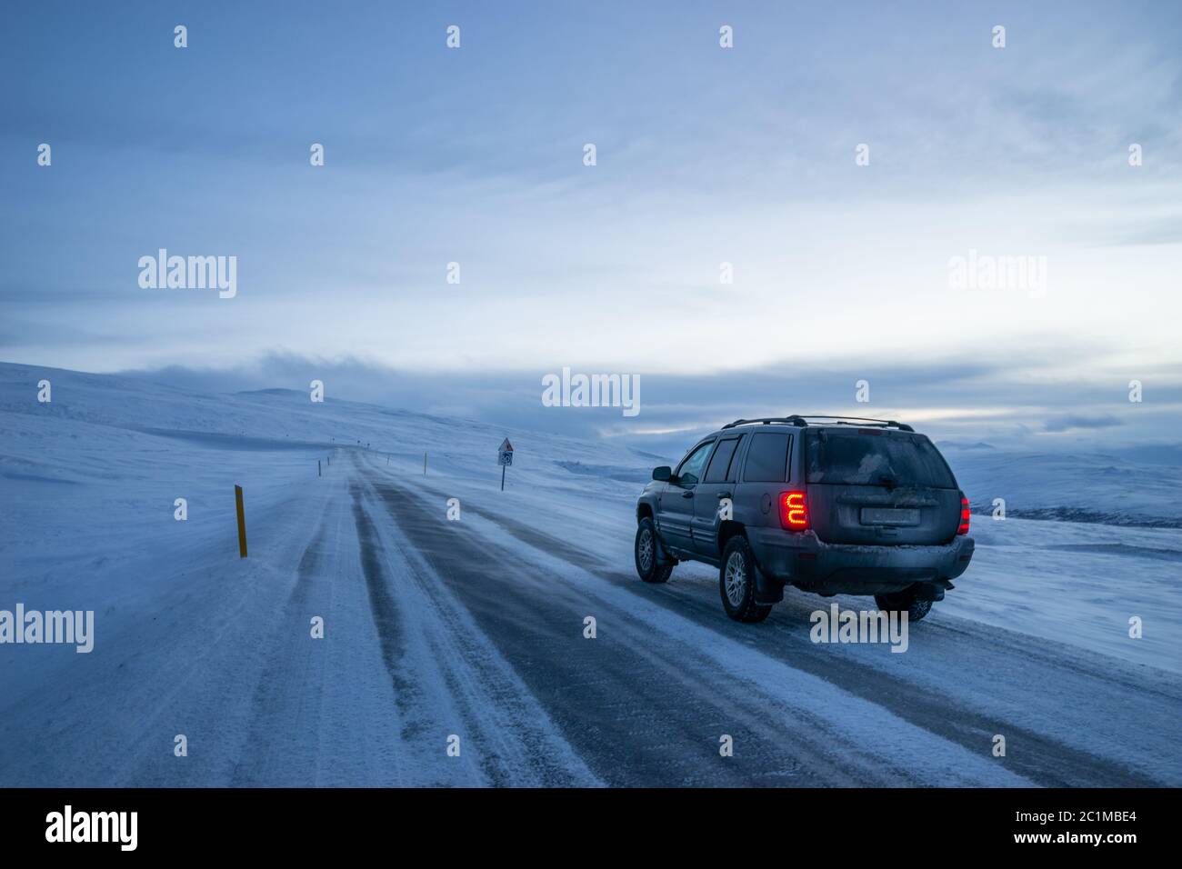 Jeep on the right road between Egilsstadir and Seydisfjordur Stock Photo