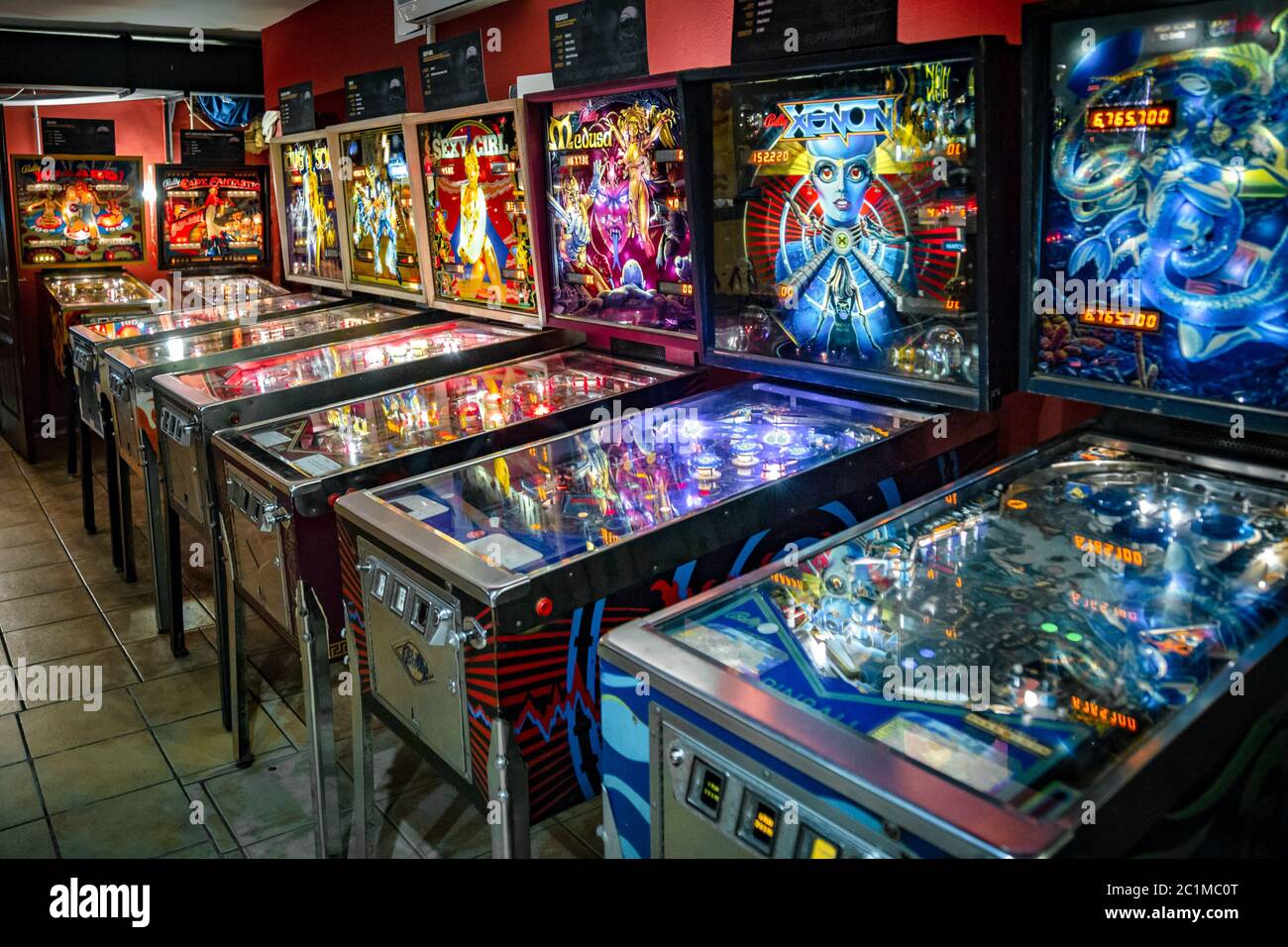Budapest, Hungary March 25, 2018 Pinball museum. Pinball table close