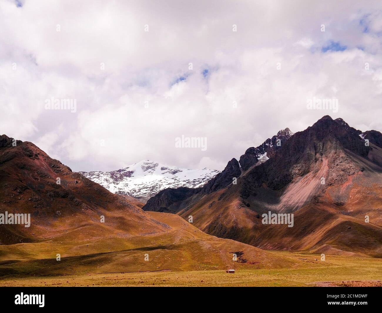 Panoramic view to Andes mountain at Abra La Raya pass, Puno, Peru Stock Photo