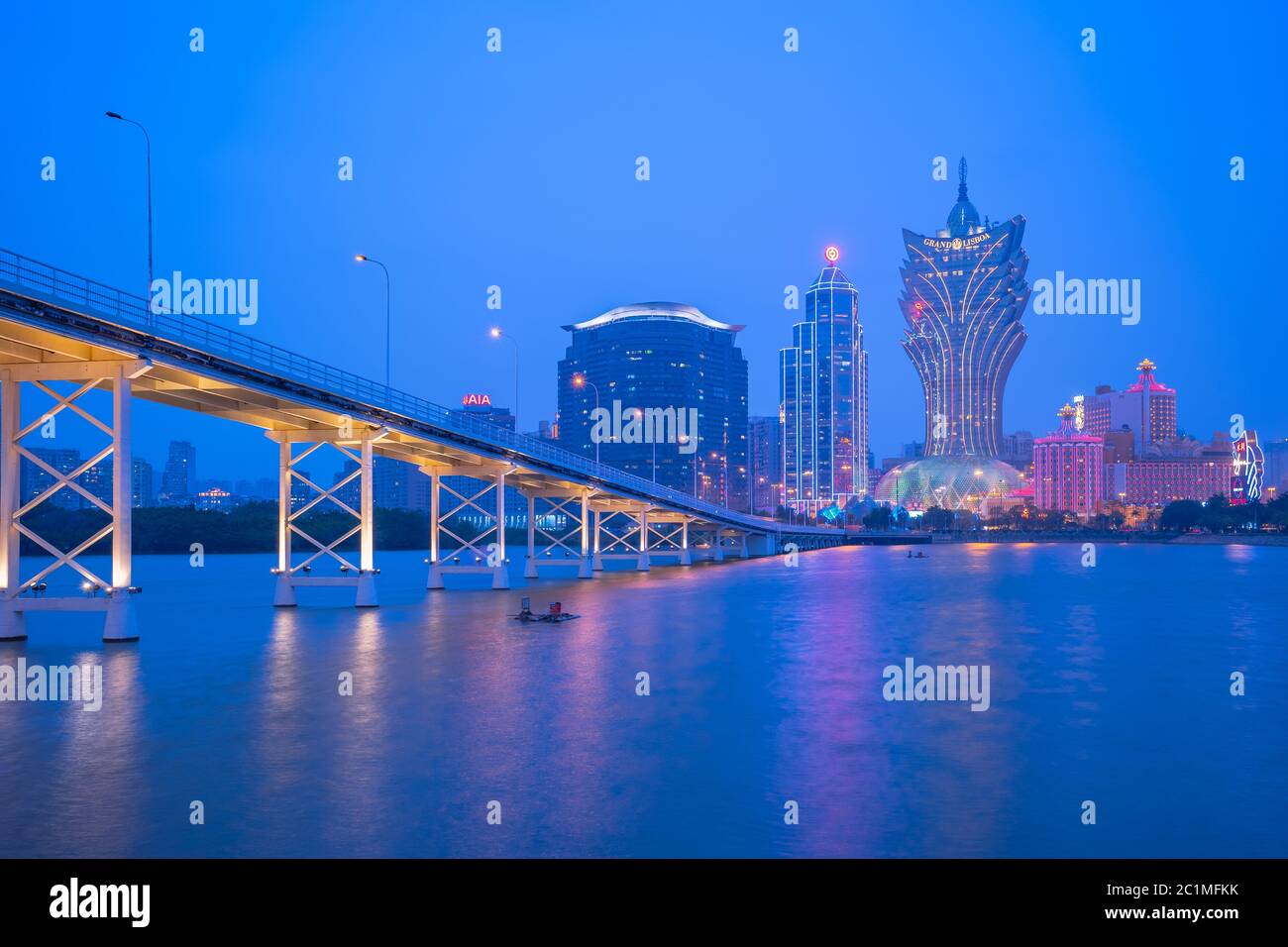 Macao cityscape skyline at night in China Stock Photo