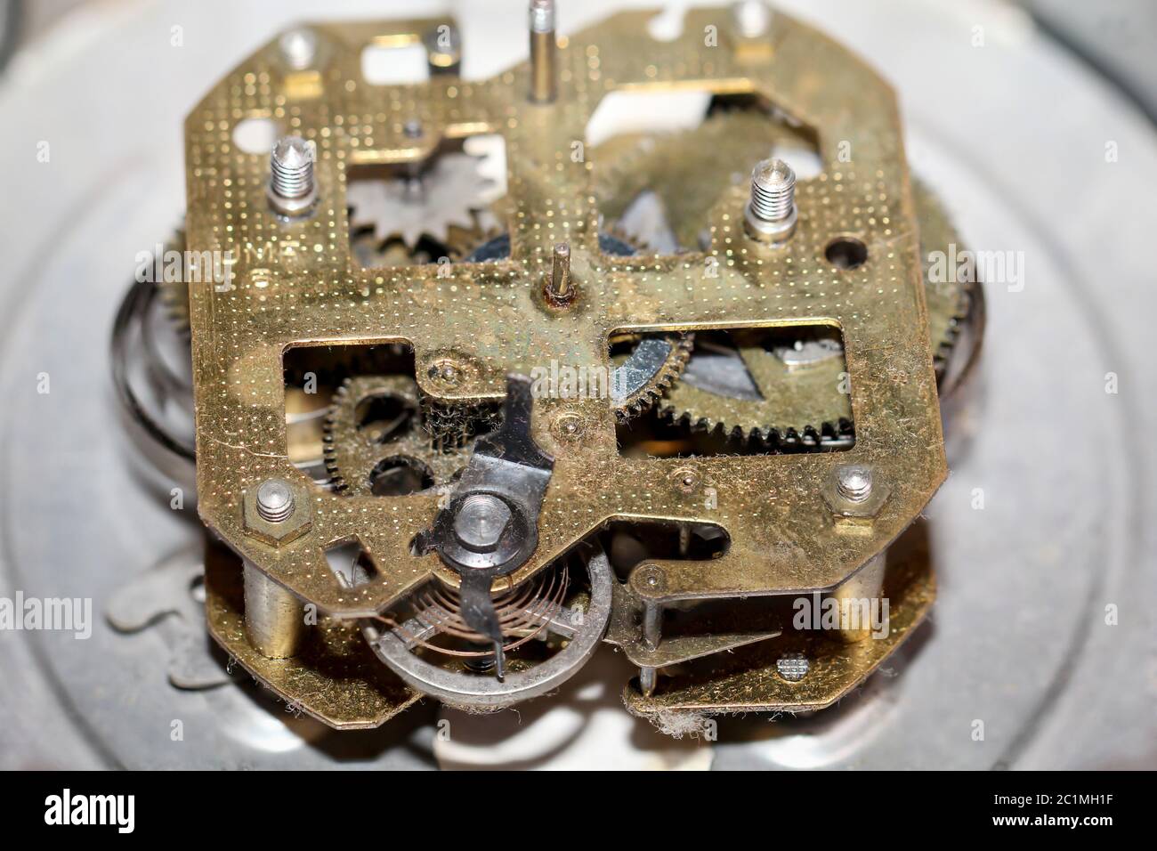 Detail of an old mechanical alarm clock Stock Photo - Alamy